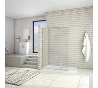 AICA paroi de douche 50x200cm+30x200cm paroi de douche à l'italienne avec un retour de 30cm et une barre de fixation extensible