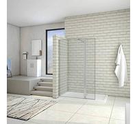 AICA paroi de douche 50x200cm+40x200cm paroi de douche à l'italienne avec un retour de 40cm et une barre de fixation extensible