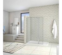AICA paroi de douche 80x200cm+40x200cm paroi de douche à l'italienne avec un retour de 40cm et une barre de fixation 90cm