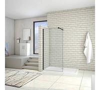 AICA paroi de douche 90x200cm profilé noir mat paroi de douche noire mat à l'italienne avec une barre de fixation noire