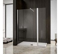 AICA paroi de douche pivotante 120x200cm+40x200cm paroi latérale à l'italienne avec un retour