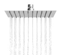 AICA Pommeau de douche à effet pluie carré en acier inoxydable, pomme de douche universelle à économie d'eau 20X20CM, rotation à 360°, facile à nettoyer, chromé (Argent, Carrée)