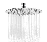 AICA Pommeau de douche à effet pluie carré en acier inoxydable, pomme de douche universelle à économie d'eau 20X20CM, rotation à 360°, facile à nettoyer, chromé (Argent, Rond)
