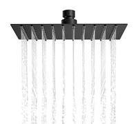 AICA Pommeau de douche à effet pluie carré en acier inoxydable, pomme de douche universelle à économie d'eau 20X20CM, rotation à 360°, facile à nettoyer, chromé (Noir, Carrée)