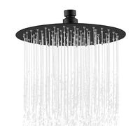 AICA Pommeau de douche à effet pluie carré en acier inoxydable, pomme de douche universelle à économie d'eau 20X20CM, rotation à 360°, facile à nettoyer, chromé (Noir, Rond)