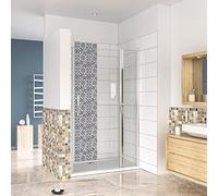 AICA porte de douche pivotante 110x197cm porte de douche en 6mm verre securit anticalcaire avec 1 élément fixe
