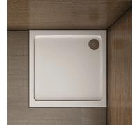Aica Receveur De Douche 76x76x3cm Estra-plat Carré Bac À Douche Avec La Bonde De Douche Et Le Siphon 90cm