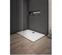 AICA Receveur de douche extra plat 160x80cm Résine et charges minérales BLANC RECTANGLE
