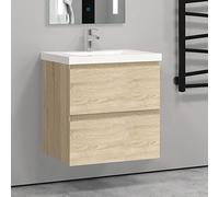 AICA sanitaire Ensemble de Meuble de Salle de Bain chêne Clair 50cm+Vasque-Armoire de Rangement-Meubles-lavabos