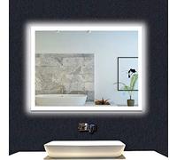 AICA sanitaire Miroir de Salle de Bain 60x50cm Anti-buée Miroir Mural avec éclairage LED modèle Carré