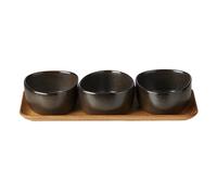 Aida Ensemble de bols Raw Organic avec plateau en bois Marron métallisé