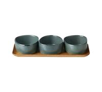 Aida Ensemble de bols Raw Organic avec plateau en bois Northern Green
