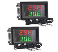 Aideepen Mini Thermomètres, Numériques à Double Affichage LED Rouge/Vert DC 4-28 V avec Sonde en Métal étanche NTC -50 °C ~ 120 °C, Testeur de Température