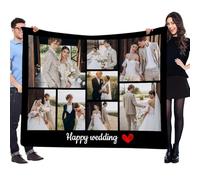 Aiebill Couverture personnalisée de Noël avec collage de 8 images - Couverture personnalisée pour anniversaire, mariage, cadeau de couple pour petit ami ou petite amie