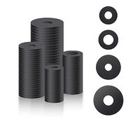 AIEX 100 Pièces Rondelles Plates en Caoutchouc, Rondelles en Caoutchouc Robuste Oillet en Caoutchouc Noir Coussinets Amortisseurs de Vibrations pour Appareils Électroménagers Robinets Vis (4 Tailles)