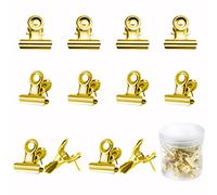 AIEX 30pcs Punaises avec Clips, Bulldog Clips Métal Punaises Punaise pour Tableau Liege pour Accessoires de Décoration en Liège Fournitures de Bureau Scolaires (Or)