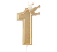AIEX 7,6cm Bougie Numéro d'Anniversaire, 3D Bougies de Gâteau avec Couronne Bougies Chiffres Anniversaire Bougies d'Anniversaire pour Anniversaire Fêtes (Or, 1)