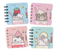 Aifieego Petit bloc-notes mignon pour fête de chat, fournitures scolaires et de bureau, bloc-notes amusant en forme d'animal, mini carnet à spirale, larges lignes, ensemble de papeterie japonaise,