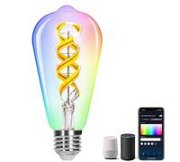 Aigostar Ampoule Connectée Alexa, Ampoule LED RGB CCT 4.9W 420LM, Ampoule WIFI ST64 2700K-2500K, Lampe Connectée Compatible avec Alexa et Google Home, Ampoule Vintage E27 Chaude Blanc, 1 Unité.