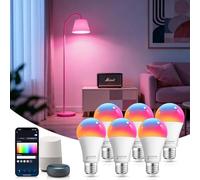Aigostar Ampoule Connectée Wifi E27 SL2 9W LED Ampoule Connectée Alexa RGB/2700K-6500K, Compatible Avec Alexa/Google Home, Synchroniser avec la musique, Pas Besoin de Hub, 6 PCS