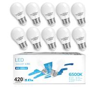 Aigostar Ampoule LED E27 4.9W, Lumière blanche froide 6500K, 420Lumen, équivalant à ampoule halogène de 37W, Type Globe G45, Angle de 230º, IRC ≥ 80, Non Dimmable - Pack de 10 unités avec boîte
