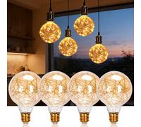 Aigostar - Ampoule LED E27 G95 Vintage 1.2W, Lumière Chaude 2500K, 50 Lumens, Ampoule Globe Filament en Cuivre Décorative Edison, Ampoule LED Rétro-Vintage, Non Dimmable, Lot de 4