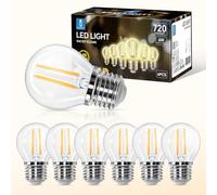 Aigostar Ampoule LED Edison de 6W,équivalant à ampoule halogène de 55W,Douille E27, lumière chaude 2700K, 720 lumens. Angle de 360º, IRC ≥ 80,G45 Pack de 6. Décoratif, Rétro Vintage.