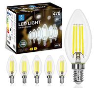 Aigostar Ampoule LED Edison Rétro Vintage Filament E14 4W équivalant à Ampoule Halogène de 40W, 470 Lumens, Lumière Froide 6500K, Lampe Décorative C35, Angle de 330º, CRI ≥ 80, Lot de 6