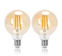 Aigostar Ampoule LED Edison Rétro Vintage Filament E27, 10W équivalant à Ampoule Halogène de 77W, 1100 Lumens, Blanc Chaud 2200K, Lampe Décorative G95, Angle de 330º, CRI ≥ 80, Lot de 2