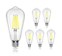 Aigostar Ampoule LED Filament E27,Blanc Froid 6500K,1050LM,8W Equivalent à Ampoule Incandescente 69W,Rétro Ampoule LED ST64,Non-dimmable, Lot de 5