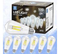 Aigostar Ampoule LED Filament E27,Blanc Froid 6500K,500LM,4W Equivalent à Ampoule Incandescente 42W,Rétro Ampoule LED ST64,Non-dimmable, Lot de 6