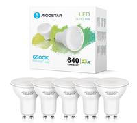 Aigostar Ampoule LED GU10 Blanche Froide 6500K, 8W équivalent 88W, 640 lumens. Spot Culot GU10, Larges Faisceaux de 100-120º, IRC ≥ 80, Pack de 5 unités avec boîte
