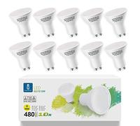 Aigostar Ampoule LED GU10 de 6W, lumière chaude 3000K, 480 lumens, Angle de 100-120º, IRC ≥ 80, équivalant à ampoule halogène de 68W - Pack de 10 unités avec boîte