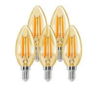 Aigostar Ampoules LED Rétro Vintage E14 4W équivalant à Ampoule Halogène de 35W, 400 Lumens, Lumière Chaude 2200K, Lampe Décorative C35, Angle de 330º, CRI ≥ 80, Lot de 5