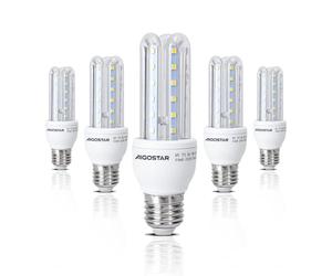 Aigostar Ampoules LED T3 3U E27 lumière blanche froide 6500K,9W Consommés Équivalent 62W,840 lumens, angle de 360°, Lot de 5 Ampoule LED