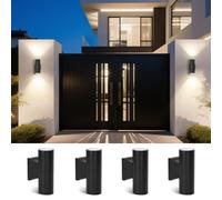 Aigostar Applique Murale Cylindrique Intérieur et Extérieur, Lampe Murale Éclairage Haut et Bas, Douille GU10, Etanchéité IP65 pour Patios, Jardins, Couloirs, Porches, Ampoule non Incluse(Pack de 4)