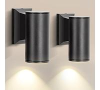 Aigostar Applique Murale Extérieur GU10 Aluminium Éclairage Extérieur, IP65 Étanche Lampe Murale pour Jardin Couloir Entrée Patio, Ampoule non Incluse, Noir(Paquet de 2)