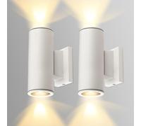 Aigostar Applique Murale Exterieur GU10 Aluminium Up Down Eclairage Exterieur, IP65 Étanche Lampe Murale Exterieur Pour Jardin Couloir Entrée Patio, Ampoule non Incluse, Blanc,Paquet de 2