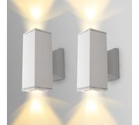 Aigostar, applique murale LED GU10 en aluminium, éclairage ascendant et descendant, idéale pour l'extérieur, étanche, lampe murale extérieure, spot mural pour intérieur et extérieur, lot de 2 – Blanc,