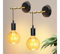 Aigostar Applique Murale Intérieure， Appliques Murales Chambre Vintage， Industriel E27 Base Lampe Murale Interieur pour Salon Coucher Couloir Porche， Lot de 2， sans ampoule