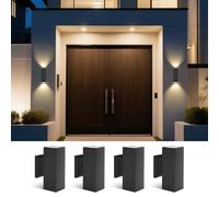 Aigostar Applique Murale Rectangle Intérieur et Extérieur, Lampe Murale Éclairage Haut et Bas, Douille GU10, Etanchéité IP65 pour Patios, Jardins, Couloirs, Porches, Ampoule non Incluse(Pack de 4)