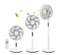 Aigostar Aria - Ventilateur sur Pied Silencieux 30 dB Puissant Moteur BLDC 7 Pales, 9 Vitesses, 3 Modes, Oscillation 85°, Ventilateur Sol Télécommande, 3 Hauteurs, Minuteur 9H - Idéal Chambre Bureau