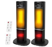 Aigostar Chauffage d'appoint avec Flamme 3D, 2000W Radiateur Electrique, Céramique, Télécommande, 5 Modes & ECO, Silencieux, Chauffage Rapide, Température Réglable Minuterie 24H Oscillation 2 pièces