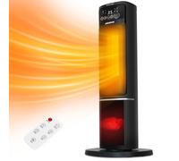 Aigostar Chauffage d'appoint Céramique PTC avec Effet Flammes 3D Réaliste 2000W Radiateur Electrique, 5 Modes & ECO, Minuterie 24h, Silencieux, Télécommande & Affichage LED, Oscillant, Réglable 5-35℃