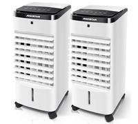 AIGOSTAR Climatiseur Mobile avec Refroidissement par Eau, Réservoir 3,5L, Oscillation 65°, Minuterie 12H, Télécommande à 6M,3 Modes, Roues Universelles, 2 Boîtes à Glace-2PCS