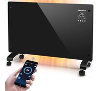 Aigostar Convecteur Électrique 2000W, Connexion Wi-Fi, Alexa, Mode ECO | Chauffage d'Appoint avec Panneau LED en Verre, Silencieux, Minuterie 24h, 3 Modes, Programmable, Pose au Sol ou Murale