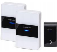 Aigostar Kit de sonnette de porte sans fil : 1 émetteur, 2 récepteurs, 36 mélodies, IP44, blanc