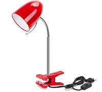 Aigostar Lampe Pince de Lecture Rétro，Lampe de Bureau à clip， Ampoule Non Incluse，Lampe de Chevet Enfant Compatible Ampoule LED E27 (Max 11 W)，Col de Cygne Flexible Réglable ， Travail， Etude，Rouge