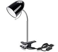 Aigostar Lampe Pince de Lecture Rétro，Lampe de Bureau à clip， Ampoule Non Incluse，Lampe de Chevet Enfant Compatible Ampoule LED E27 (Max 11 W)，Col de Cygne Flexible Réglable ， Travail， Etude，Noir