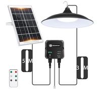 Aigostar - Lampe solaire extérieure 70W,câble de 8 m,batterie haute capacité de 6000 mAh,grand panneau solaire,avec télécommande et cordon de traction,étanche IP65,pour intérieur,jardin,camping,etc.